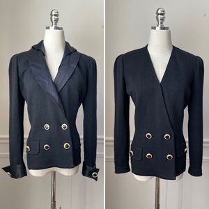 St John Santana Knit Day To Evening Double Breasted Sweater Remove Collar Cuff 2